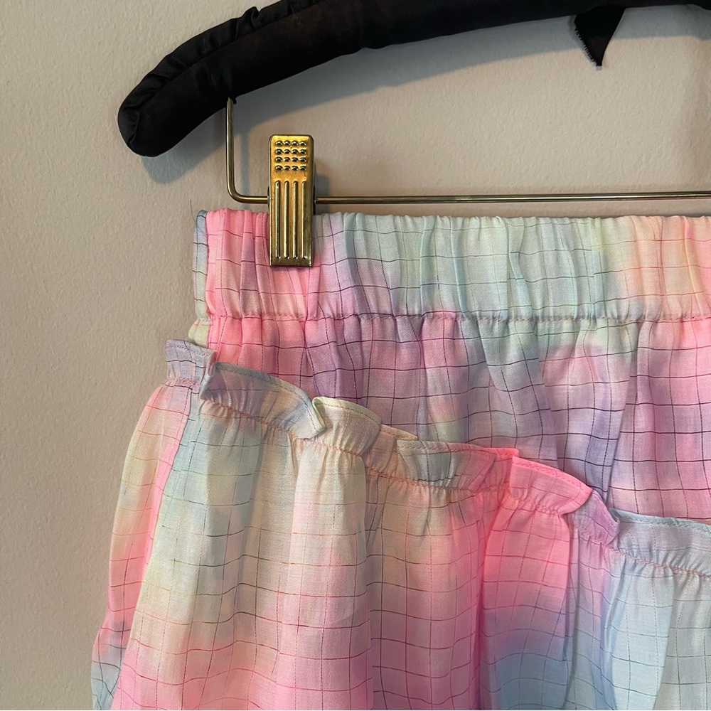 Rainbow Grid Chiffon Mini Skirt size XS The Shirt by Rochelle Behrens - Picture 4 of 7